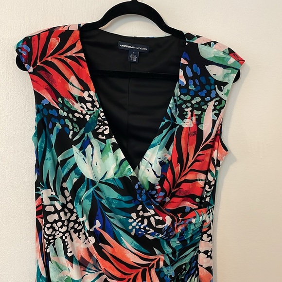 American Living Faux Wrap Tropical Print Dress 12 - Picture 3 of 6